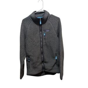Patagonia Retro Pile Fleece Jacket Gray Blue Worn Wear Men's Large Outdoors Coat
